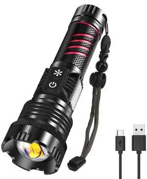 Ecocleanpath Torch LED Super Bright 20000 Lumens, USB-C Rechargeable Tactical Flashlight with Red Light, 8 Modes & IPX4 Waterproof Ecocleanpath Torch LED Super Bright 20000 Lumens, USB-C Rechargeable Tactical Flashlight with Red Light, 8 Modes & IPX4 Waterproof