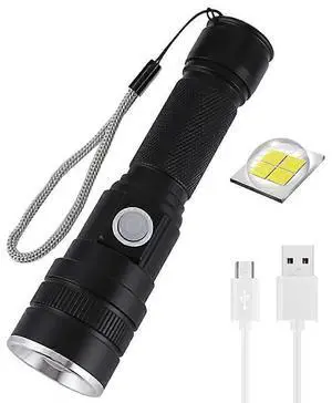 Ecocleanpath P50 LED Flashlight, 6000 Lumen Super Bright USB Rechargeable Tactical Light, Waterproof Zoom for Camping