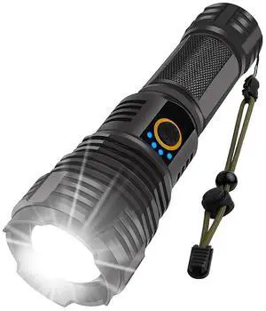 Ecocleanpath Rechargeable XHP70 LED Flashlight 180000 Lumens, Super Bright Zoomable Tactical Waterproof