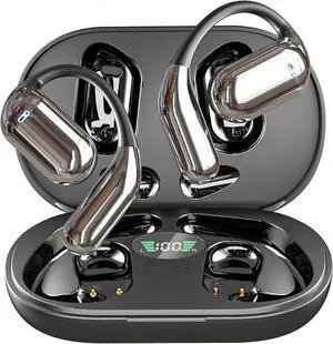 Open Ear Bluetooth 5.4 Headphones, 50H Playtime Wireless Sport Earbuds with LED Display & Secure Ear Hooks