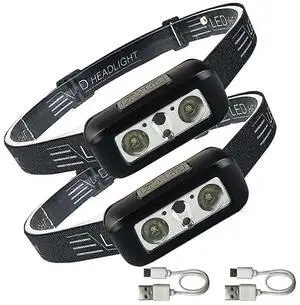 Ecocleanpath 2-Pack Rechargeable Motion Sensor Headlamp, 1200 Lumens Super Bright LED, 3 Modes, Waterproof for Auto Repair & Camping Ecocleanpath 2-Pack Rechargeable Motion Sensor Headlamp, 1200 Lumens Super Bright LED, 3 Modes, Waterproof for Auto Repair & Camping