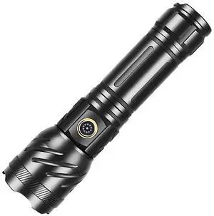 Ecocleanpath 2000 Lumens Rechargeable Zoomable Flashlight, IPX6 Waterproof Tactical Light for Camping & Emergency (Black)