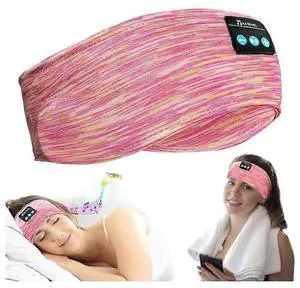 Wireless Sleep Headband Headphones for Side Sleepers, Bluetooth 5.0 Sports & Sleep Mask with 13H Playtime (Pink)