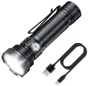 Ecocleanpath ET28 2500 Lumens Rechargeable Tactical Flashlight, 5 Modes, Waterproof, for Camping & Emergency (Black)