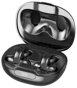 Black Wireless Bone Conduction Headphones - Bluetooth 5.0 Ear Clip for Sports & Safety Black Wireless Bone Conduction Headphones - Bluetooth 5.0 Ear Clip for Sports & Safety