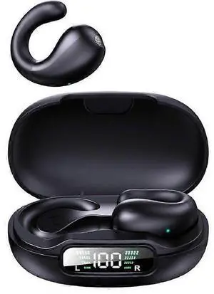 Wireless Bone Conduction Earbuds, Bluetooth 5.3 Open-Ear Clip Headphones for Sports (Black) Wireless Bone Conduction Earbuds, Bluetooth 5.3 Open-Ear Clip Headphones for Sports (Black)