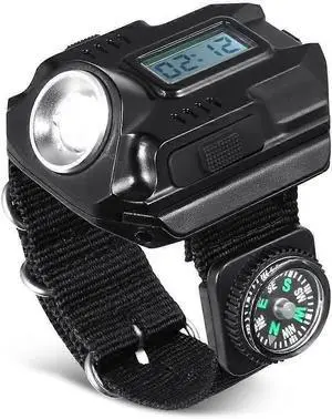 Ecocleanpath Rechargeable LED Tactical Wrist Light with Compass & Time - Portable Flashlight for Running, Biking, Hiking Ecocleanpath Rechargeable LED Tactical Wrist Light with Compass & Time - Portable Flashlight for Running, Biking, Hiking