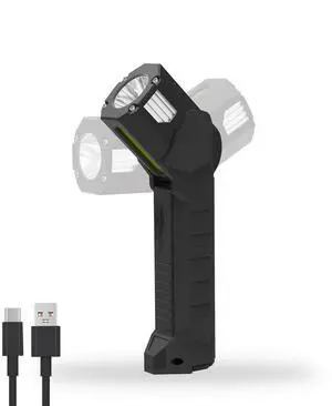 Ecocleanpath 1000 Lumen Rechargeable LED Flashlight with Magnetic Base, 180° Rotating Head, 6 Modes, Waterproof for Outdoor Work