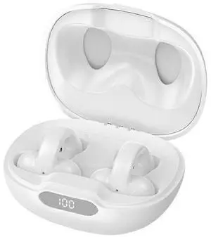 White Wireless Bluetooth Ear Clip Headphones, Bone Conduction for Safe Sports & All-Day Comfort White Wireless Bluetooth Ear Clip Headphones, Bone Conduction for Safe Sports & All-Day Comfort