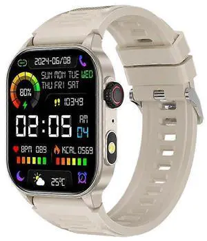 Ecocleanpath Smartwatch with Bluetooth Calling, 100+ Sport Modes, Health Monitor, 2.01" HD Touch Screen (Khaki)
