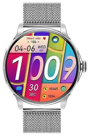 Ecocleanpath Silver Smartwatch with Bluetooth Calling, 1.43" AMOLED Display, Heart Rate & 100+ Sports Modes Ecocleanpath Silver Smartwatch with Bluetooth Calling, 1.43" AMOLED Display, Heart Rate & 100+ Sports Modes