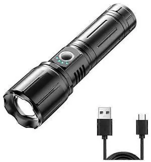 Ecocleanpath 1500 Lumens Rechargeable Zoomable Flashlight, 5 Modes & Power Bank, Waterproof for Camping Hiking (Black) Ecocleanpath 1500 Lumens Rechargeable Zoomable Flashlight, 5 Modes & Power Bank, Waterproof for Camping Hiking (Black)