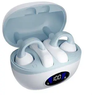 Clip-On Bone Conduction Earphones Bluetooth 5.3, HiFi Sound, IPX4 Waterproof, Wireless Charging Case (Blue) Clip-On Bone Conduction Earphones Bluetooth 5.3, HiFi Sound, IPX4 Waterproof, Wireless Charging Case (Blue)