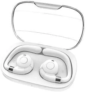 White Bluetooth 5.3 Open Earhook Headphones with Mic, IPX5 Waterproof & Charging Case White Bluetooth 5.3 Open Earhook Headphones with Mic, IPX5 Waterproof & Charging Case