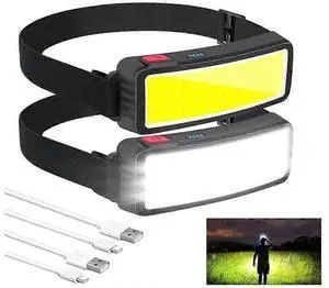 Ecocleanpath 5000 Lumen Rechargeable Headlamp, USB-C Waterproof LED Headlight with 3 Modes, Black