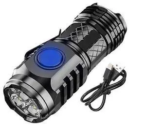 Ecocleanpath Three-Eyed Monster Mini Flashlight, Ultra Bright 3-LED Rechargeable Torch, 5 Modes & Waterproof (Black) Ecocleanpath Three-Eyed Monster Mini Flashlight, Ultra Bright 3-LED Rechargeable Torch, 5 Modes & Waterproof (Black)