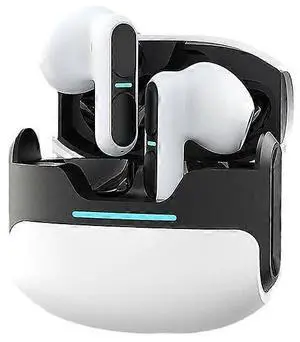 Bluetooth 5.3 Wireless Headset with LED Display, Game/Music Modes, 6H Playtime (White)