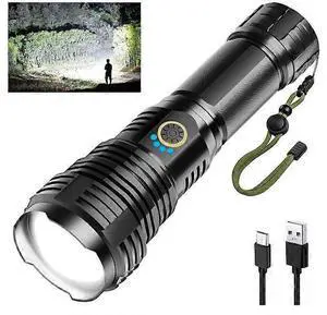 Ecocleanpath XHP70.2 Super Bright Tactical Flashlight, 150000LM Zoomable, 5 Modes, IPX7 Waterproof, 5000mAh Rechargeable for Camping & Emergency Ecocleanpath XHP70.2 Super Bright Tactical Flashlight, 150000LM Zoomable, 5 Modes, IPX7 Waterproof, 5000mAh Rechargeable for Camping & Emergency