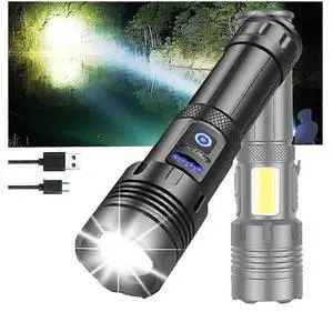 Ecocleanpath Super Bright 20000-90000 Lumens Tactical Flashlight, Type-C Rechargeable, 7 Modes, 500m Beam, Black Ecocleanpath Super Bright 20000-90000 Lumens Tactical Flashlight, Type-C Rechargeable, 7 Modes, 500m Beam, Black