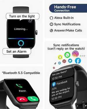 Ecocleanpath F96 Smart Watch for Women: 1.90" Fitness Tracker, Call Answering, IP68 Waterproof, Heart Rate & Sleep Monitor