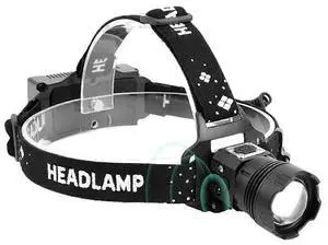 EcocleanpathUSB Rechargeable Headlamp with Zoom, 5 Modes & Battery Display - Black