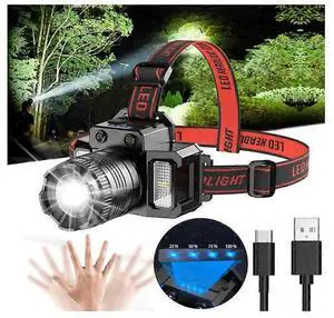 EcocleanpathLED Headlamp with Motion Sensor, 5 Modes, USB Rechargeable, IPX5 Waterproof, 360° Adjustable (Black) EcocleanpathLED Headlamp with Motion Sensor, 5 Modes, USB Rechargeable, IPX5 Waterproof, 360° Adjustable (Black)