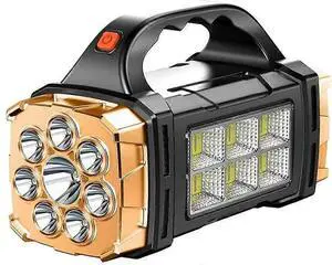 Ecocleanpath Solar Rechargeable Flashlight, Gold Waterproof LED Torch for Camping & Emergency Ecocleanpath Solar Rechargeable Flashlight, Gold Waterproof LED Torch for Camping & Emergency