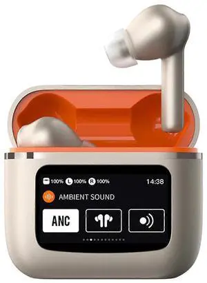 Rose Gold Bluetooth 5.3 Earbuds with LCD Touch Screen & Active Noise Cancellation - 40H Playtime Rose Gold Bluetooth 5.3 Earbuds with LCD Touch Screen & Active Noise Cancellation - 40H Playtime