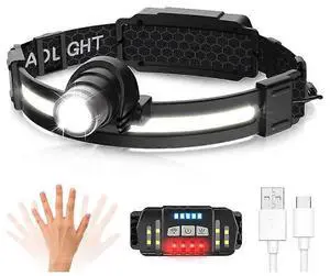 Ecocleanpath Rechargeable Motion Sensor Headlamp, 230 Wide Beam 350LM, IPX4 Waterproof Head Light for Running, Camping (Black) Ecocleanpath Rechargeable Motion Sensor Headlamp, 230 Wide Beam 350LM, IPX4 Waterproof Head Light for Running, Camping (Black)