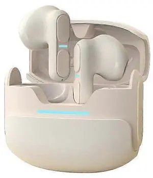 Beige Bluetooth 5.3 Headset with LED Display, Dual Game/Music Modes, 6H Playtime