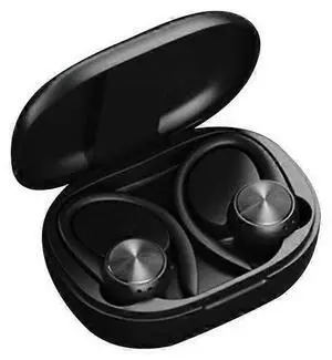 Wireless Earhook Bluetooth Headset with Mic, Noise Cancelling, Secure Fit for iPhone/Android (Black)