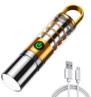 Ecocleanpath USB-C Rechargeable LED Tactical Flashlight, 6 Modes High Power Bright Light for Dog Walking & Camping