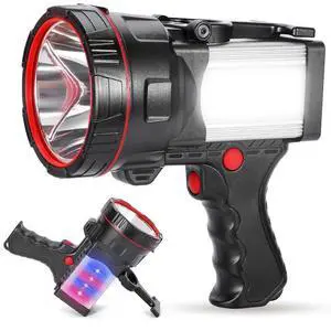 Ecocleanpath Super Bright Rechargeable LED Spotlight with USB Power Bank, 3 Modes & Strap for Outdoor Use (Black) Ecocleanpath Super Bright Rechargeable LED Spotlight with USB Power Bank, 3 Modes & Strap for Outdoor Use (Black)