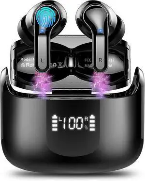 i13 Wireless Earbuds, Bluetooth 5.3, 40H Playback, ENC Noise Cancelling, IP7 Waterproof (Black)
