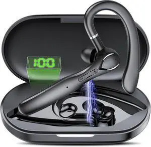 Business Bluetooth Headset V5.3, IP7 Waterproof, ENC Noise Cancelling, 100H Playtime, Black