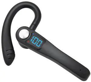 Business Bluetooth Headset 5.2 Single Ear w/ Voice Control, Noise Cancelling for Driving & Office (Black)