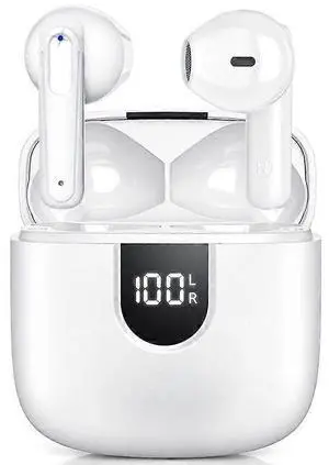 Wireless Earbuds Bluetooth 5.3, Deep Bass Noise Cancelling, LED Power Display, IP7 Waterproof (White) Wireless Earbuds Bluetooth 5.3, Deep Bass Noise Cancelling, LED Power Display, IP7 Waterproof (White)