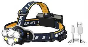 Ecocleanpath 5000 Lumen Rechargeable Headlamp, 6 Modes LED Headlight with Red Taillight, IPX4 Waterproof for Camping Fishing Car Repair (Black) Ecocleanpath 5000 Lumen Rechargeable Headlamp, 6 Modes LED Headlight with Red Taillight, IPX4 Waterproof for Camping Fishing Car Repair (Black)