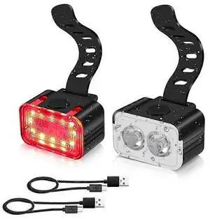 EcocleanpathUSB Rechargeable LED Bike Light Set, 300 Lumens Front & Rear, IPX6 Waterproof, Aluminum Alloy, Black EcocleanpathUSB Rechargeable LED Bike Light Set, 300 Lumens Front & Rear, IPX6 Waterproof, Aluminum Alloy, Black
