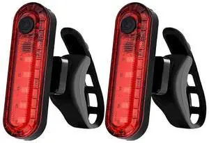 EcocleanpathUSB Rechargeable LED Rear Bike Light 2-Pack, Ultra Bright Waterproof Bicycle Taillight with 7 Modes (Black)