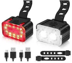 EcocleanpathUSB Rechargeable Bike Light Set, 300LM IPX6 Waterproof LED Headlight & Taillight, Easy Mount EcocleanpathUSB Rechargeable Bike Light Set, 300LM IPX6 Waterproof LED Headlight & Taillight, Easy Mount