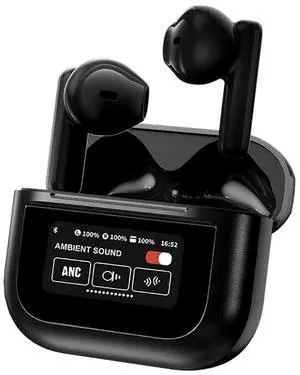 Wireless Bluetooth 5.4 Headset with Touch Screen, HIFI Stereo & Noise Cancellation, Black