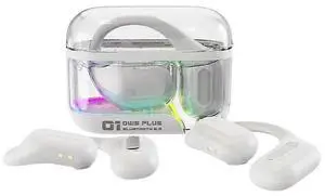 Bluetooth 5.3 Open-Ear Headphones, 18H Playtime Noise Cancelling, Sweatproof for Running/Fitness (White)