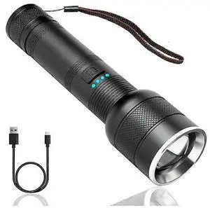 Ecocleanpath 2023 Upgraded XHP70.2 LED Flashlight, 5-8H Rechargeable, Zoomable & Waterproof Tactical Light (Black) Ecocleanpath 2023 Upgraded XHP70.2 LED Flashlight, 5-8H Rechargeable, Zoomable & Waterproof Tactical Light (Black)
