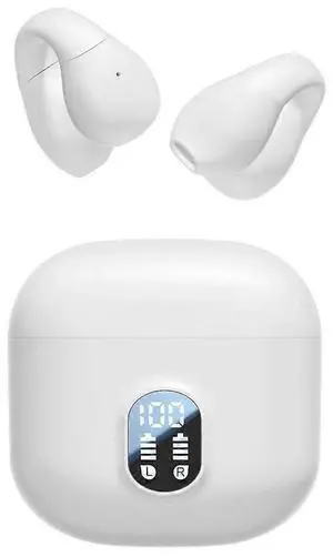 OWS Bluetooth 5.4 Air Conduction Earphones - Ergonomic Clip-On, 24H Battery, White