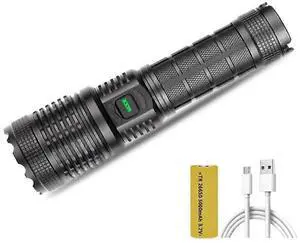 Ecocleanpath XHP70.2 LED Flashlight, USB Rechargeable Zoomable Waterproof Torch, 26650 Battery Work Light (Black) Ecocleanpath XHP70.2 LED Flashlight, USB Rechargeable Zoomable Waterproof Torch, 26650 Battery Work Light (Black)
