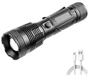 Ecocleanpath XHP160 4-Core USB Rechargeable Flashlight - Zoomable, IPX4 Waterproof, Black Work Light Ecocleanpath XHP160 4-Core USB Rechargeable Flashlight - Zoomable, IPX4 Waterproof, Black Work Light