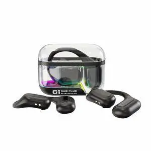 Bluetooth 5.3 Open-Ear Headphones with Noise Cancelling, 18H Playtime, Sweatproof for Running/Fitness (Black)