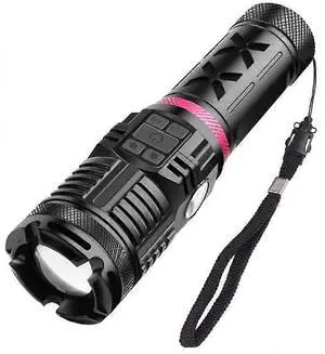 Ecocleanpath Rechargeable LED Flashlight, 1000-Yard Zoom, 4 Modes, IPX4 Water Resistant for Outdoor & Emergency (Black)