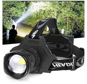 EcocleanpathXHP70 LED Headlamp, 90000 Lumen USB Rechargeable, Zoomable & Waterproof Headlight with 5 Modes (Black) EcocleanpathXHP70 LED Headlamp, 90000 Lumen USB Rechargeable, Zoomable & Waterproof Headlight with 5 Modes (Black)